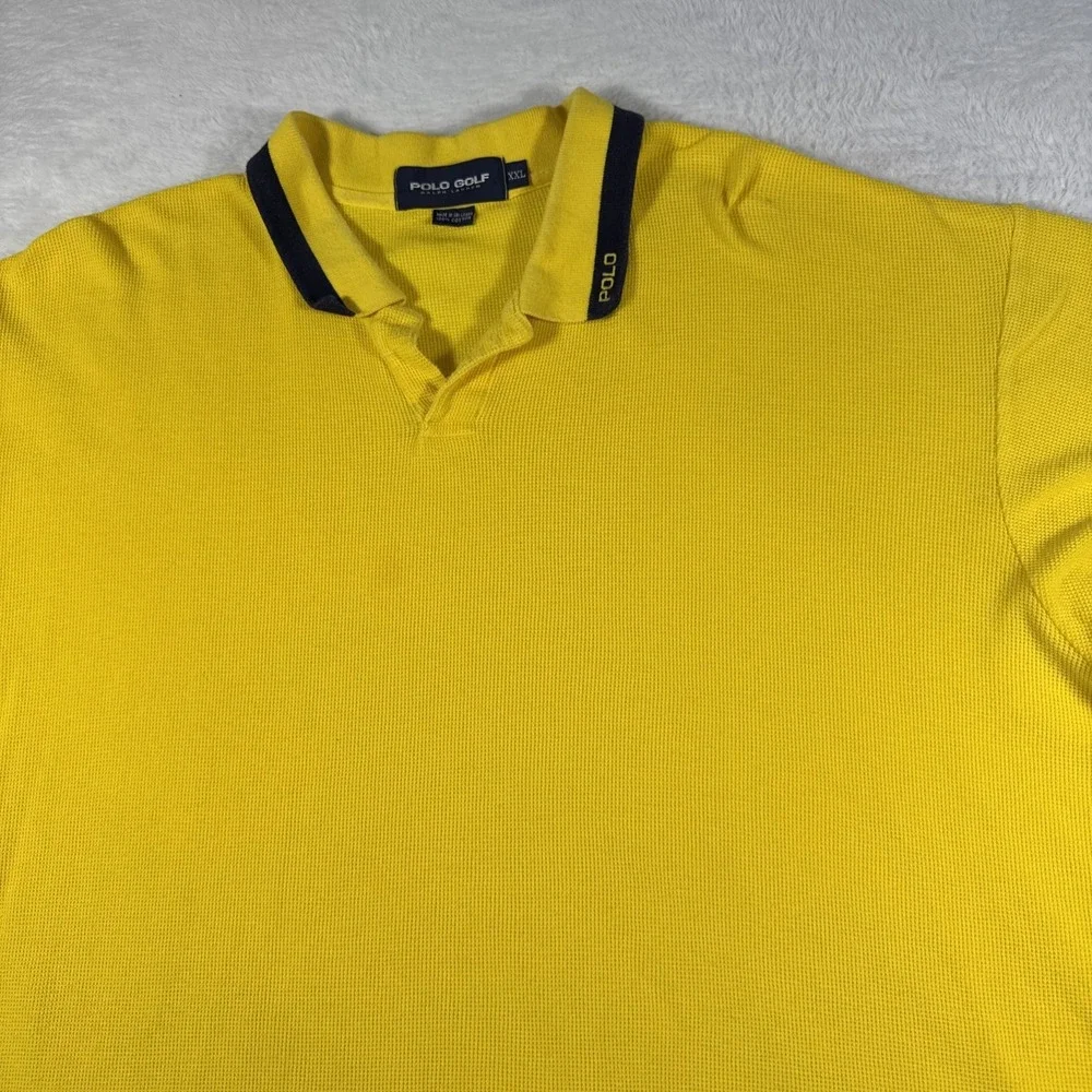 Ralph Lauren Vintage Polo Adult Shirt 2XL Yellow Casual Golf‎ Tennis Preppy Men